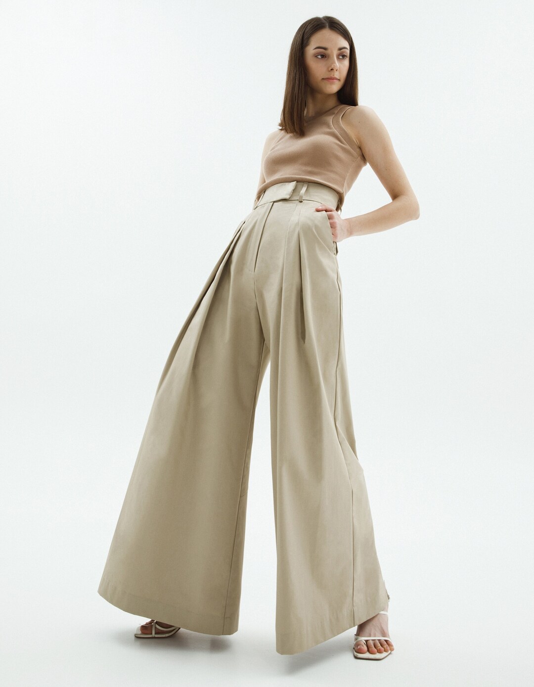 Dress Pants Women Wide Leg Trousers Pleated Palazzo Pants Wide Leg ...