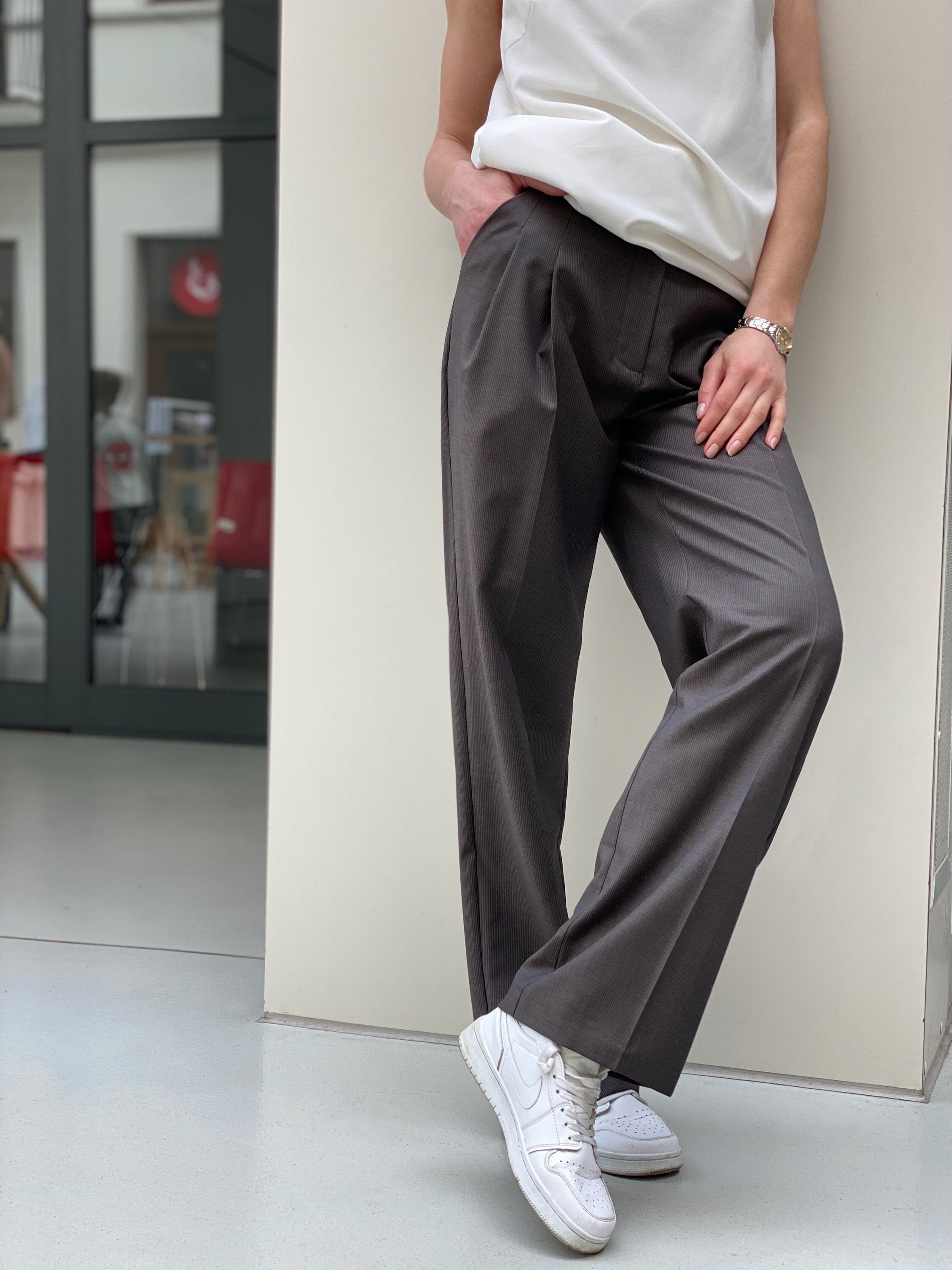 High Waist Straight Leg Pants