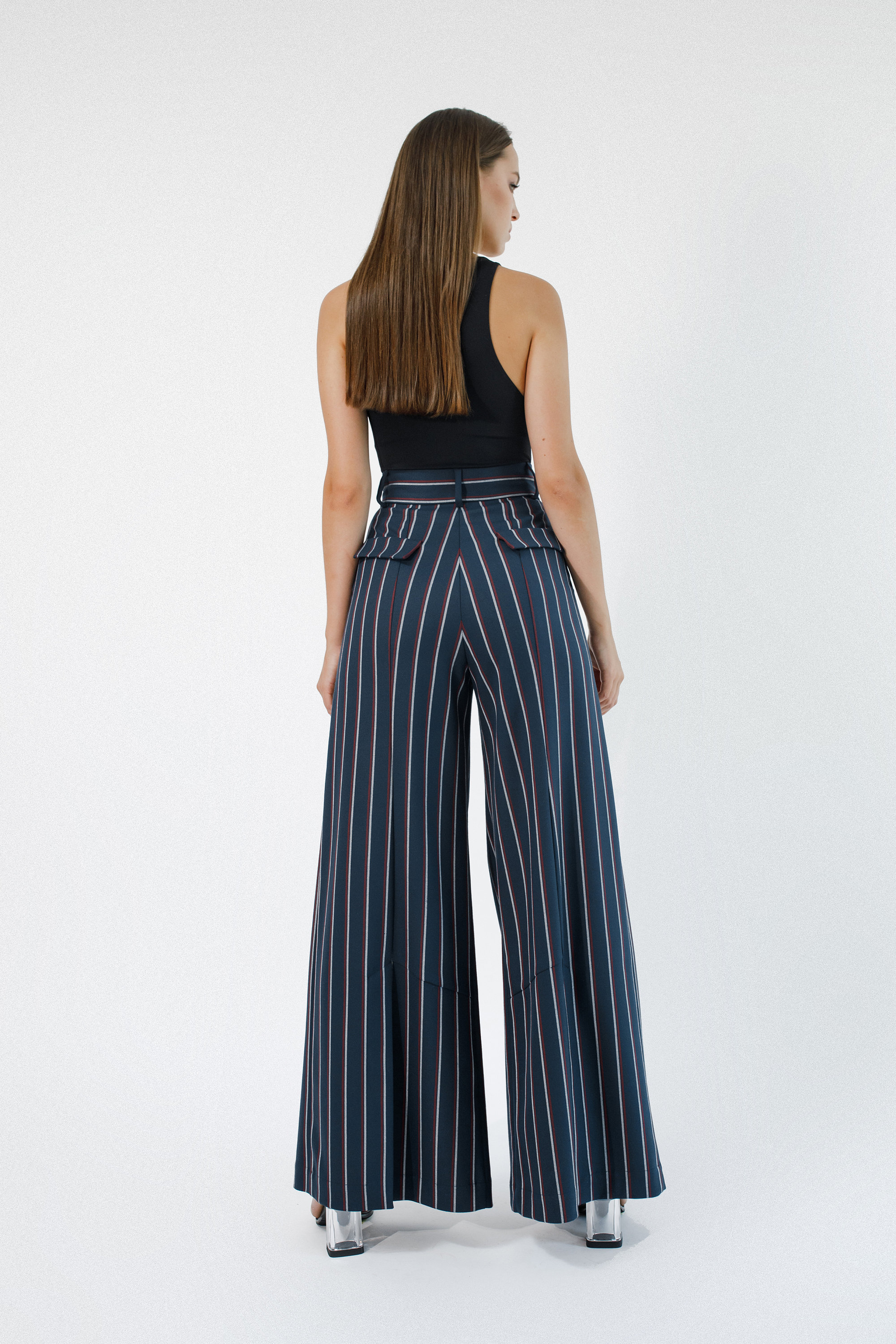 Wide Leg Palazzo Pants Women, Custom Women Dress Pants, Striped Palazzo