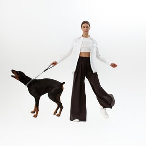Black wide leg palazzo pants women, Custom high waist pants