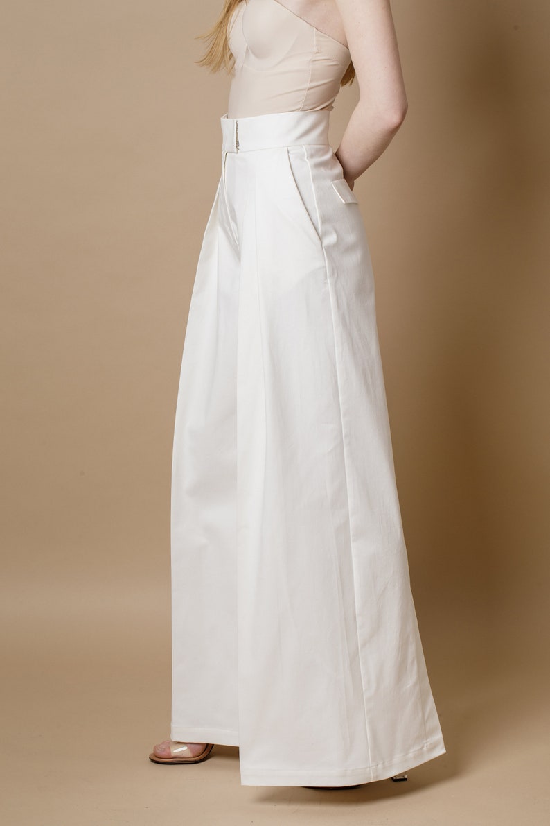 Long high waisted wide leg women trousers