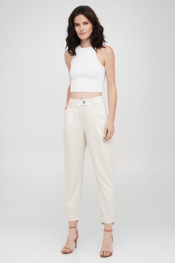 tapered cigarette trousers Cotton Tapered cigarette pants/ Custom made trousers