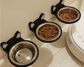 Wall Mounted Cat feeding bowl Robot Vacuum Friendly, Made To Order - Customizable