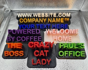 Personalised Desk Plaque 3D Printed | Custom Wording, Office Accessory, New Job, Title Banner, Job Role Sign, Fun Gift, Quote Sign, Bespoke