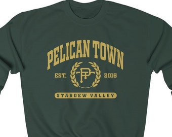 Pelican Town Crewneck Sweatshirt | Stardew Valley Sweat-shirt | Style collégial Stardew Valley | Cadeau Stardew Valley