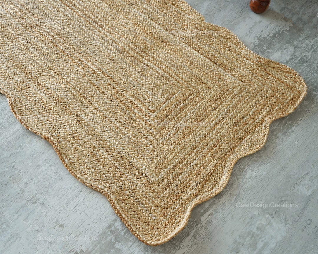 Wavy Edged Rug Natural Jute Wavy Rug, Wavy Edge Runner Rug,scallop Jute Runner,braided ...