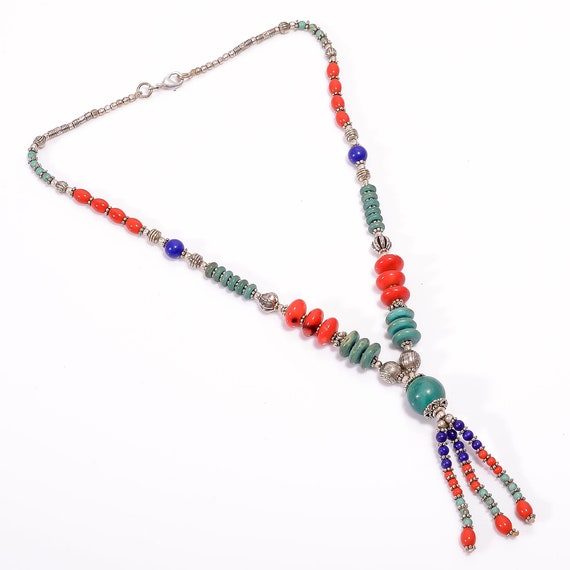 Coral Lapis Lazuli Turquoise Gemstone Tibetan Jewelry Bracelet Adjustable RUKB-367 to 370