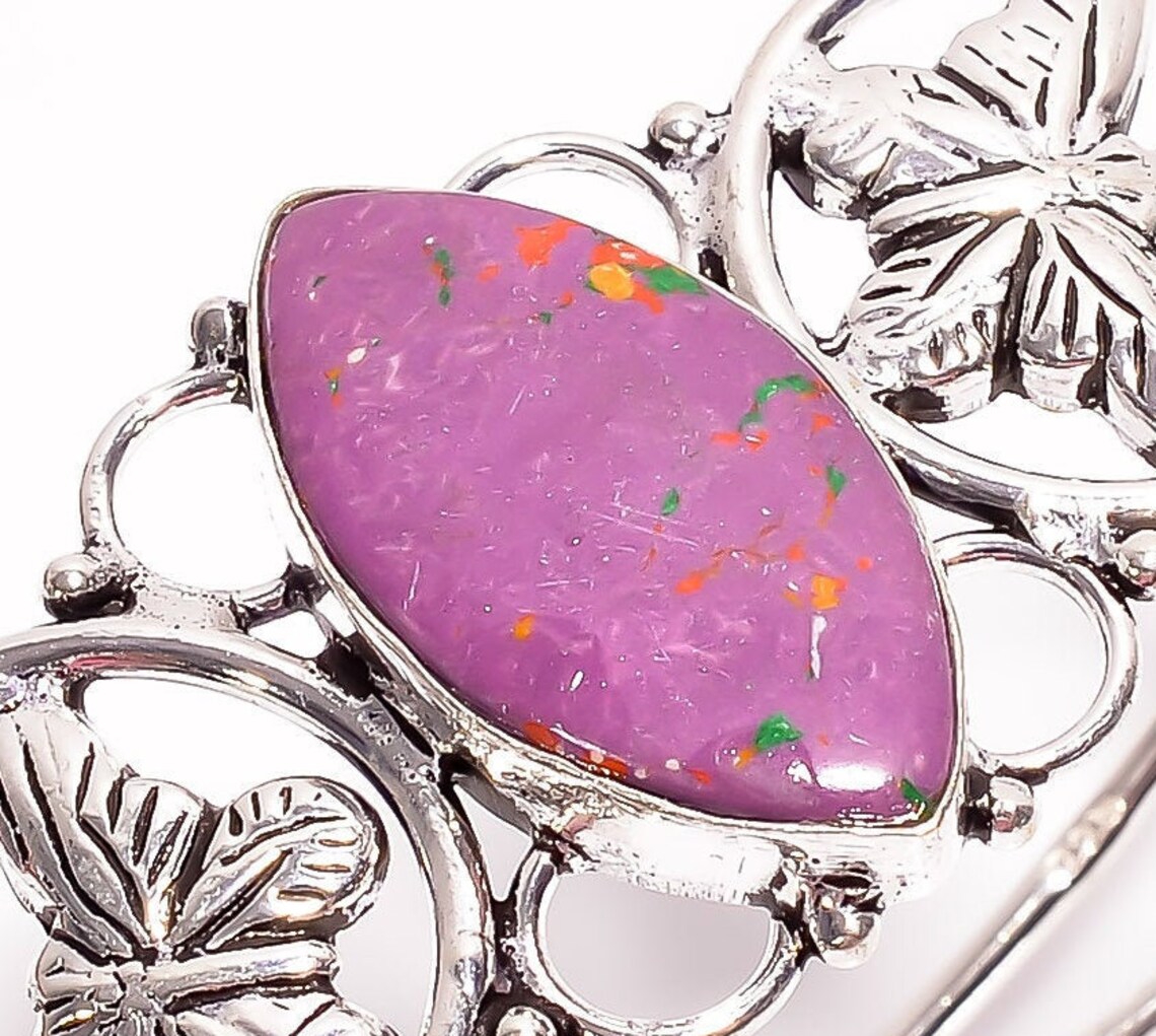 Rainbow Mosaic Jasper Gemstone Vintage Handmade Jewelry Cuff Etsy