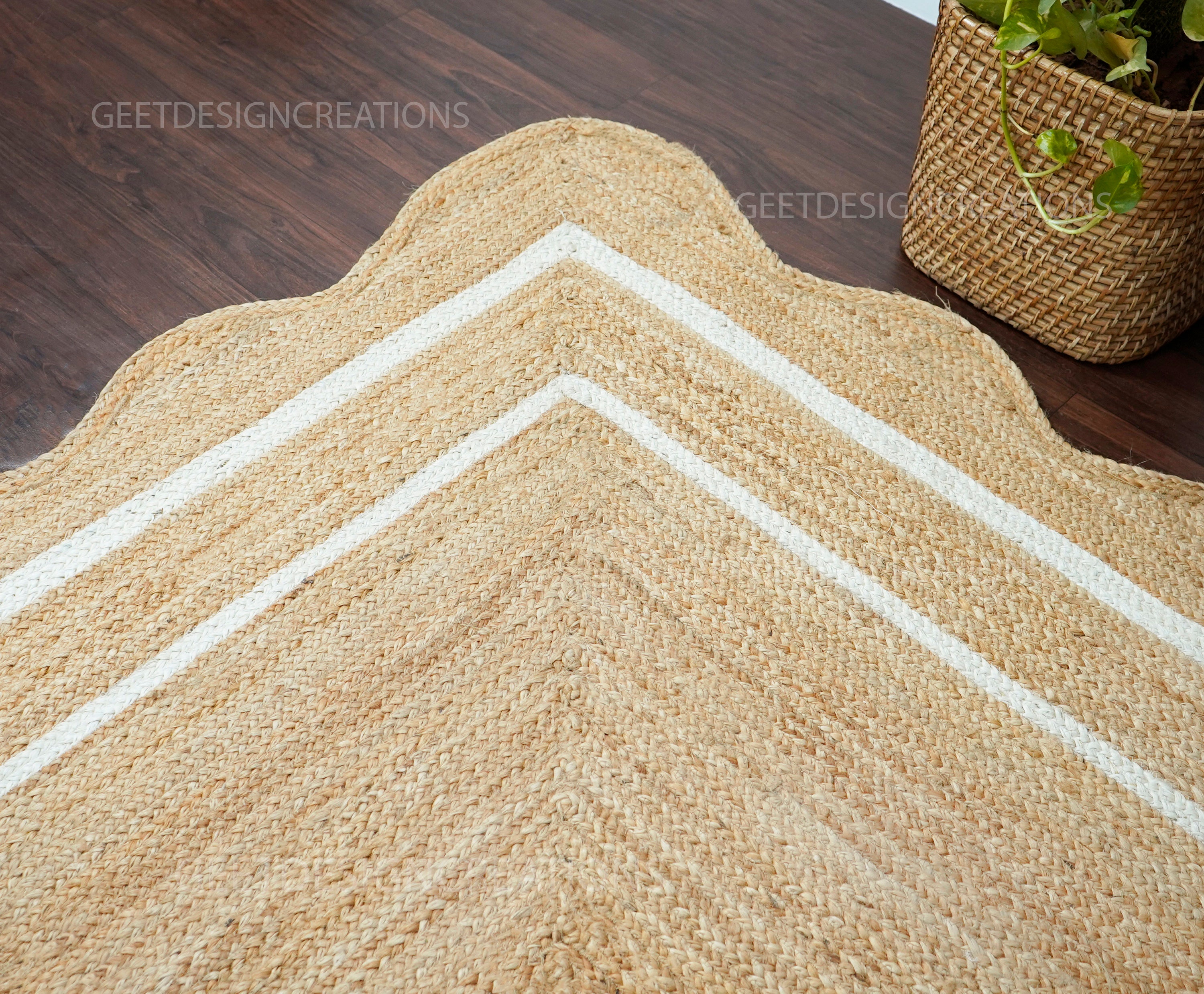 Jute Rug, Rugs, Scalloped Wavy Jute Rug, Wavy Edges Rug, Boho Decor ...