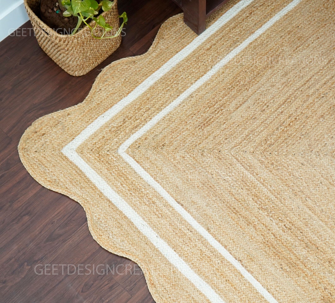 Jute Rug, Rugs, Scalloped Wavy Jute Rug, Wavy Edges Rug, Boho Decor ...