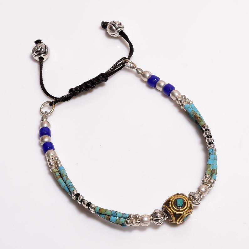 Coral Lapis Lazuli Turquoise Gemstone Tibetan Jewelry Bracelet Adjustable RUKB-367 to 370