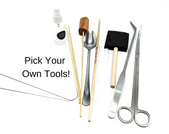 Terrarium Tools • PYO Tool Kit • Tweezers, Scissors, Cork Tamper, Pipettes, Spray Bottle, Paintbrush, Sponge, Spoon...