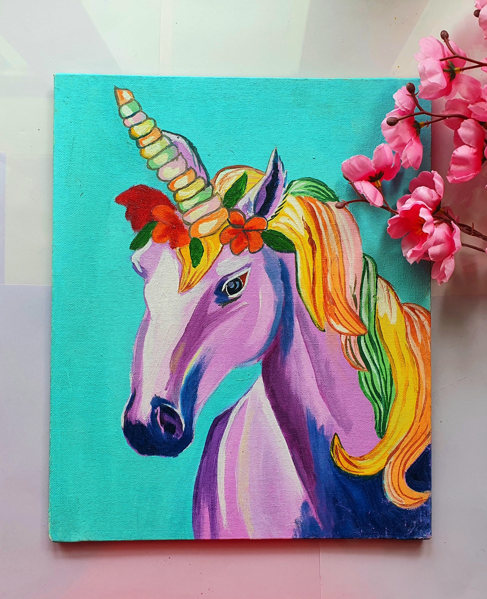 Unicorn Acrylic Painting Etsy