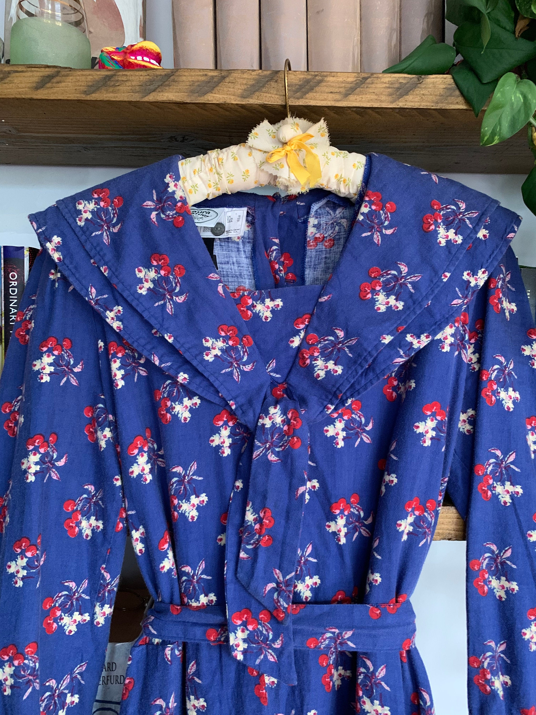 Vintage Made in Wales Laura Ashley Dress Sailor Collar Size Etsy UK