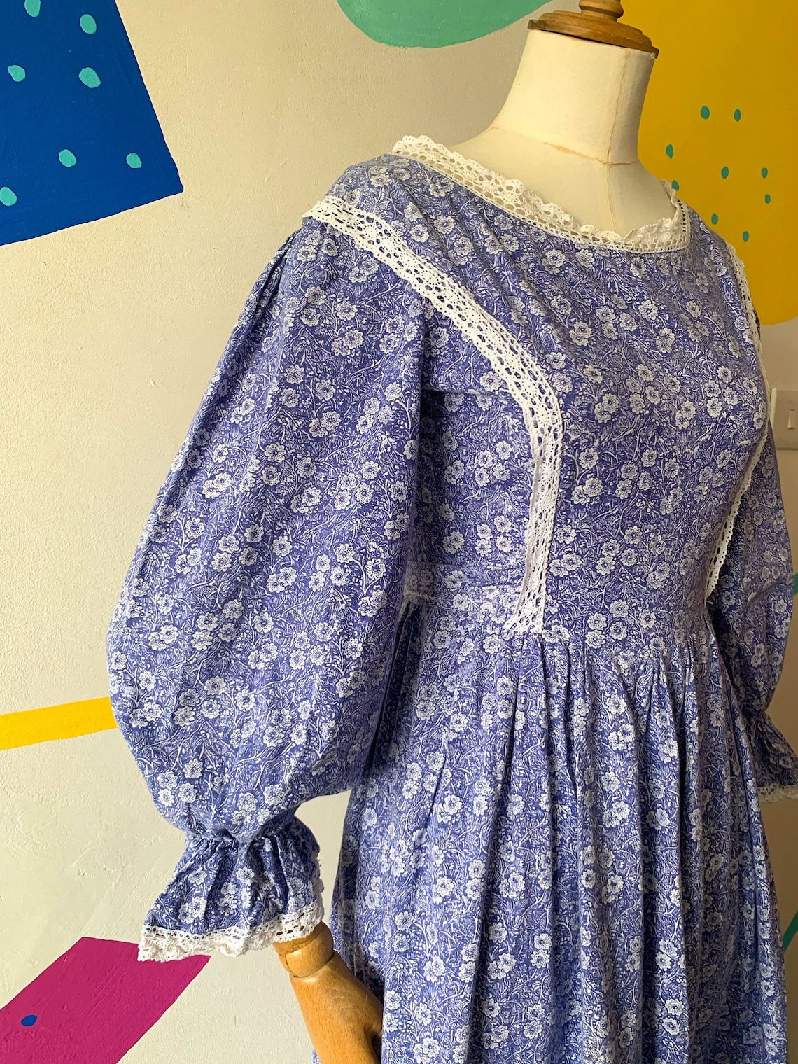 Vintage 1970s Laura Ashley Prairie Dress Blue Ditsy Print Maxi | Etsy