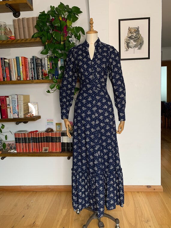 Vintage 1970s Ditsy Print Prairie Maxi Dress By El