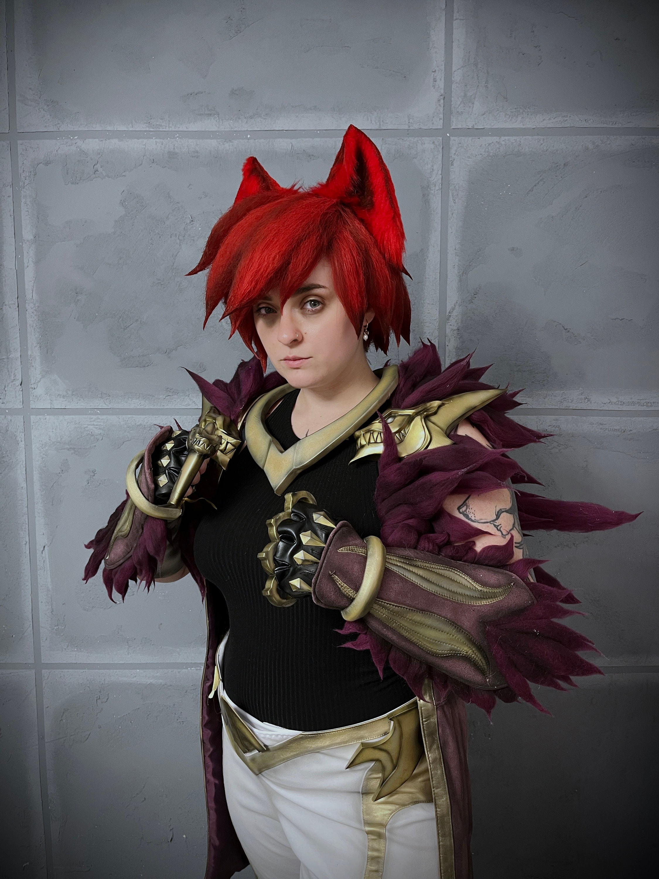 League of Legends LOL The Boss Sett Red Cosplay Wig - Including Ear