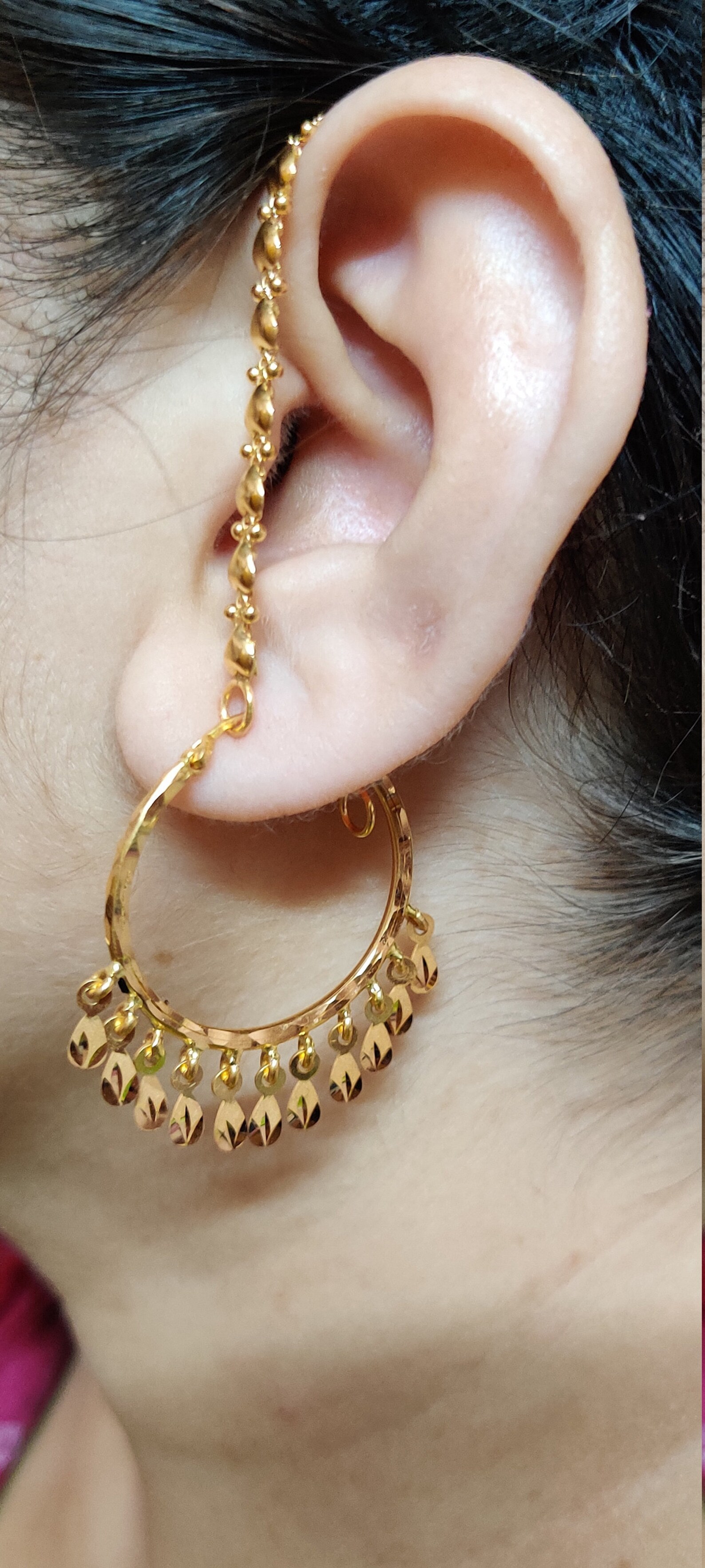 Pure 22ct gold hallmark hoop earring / earring with laktan / Etsy