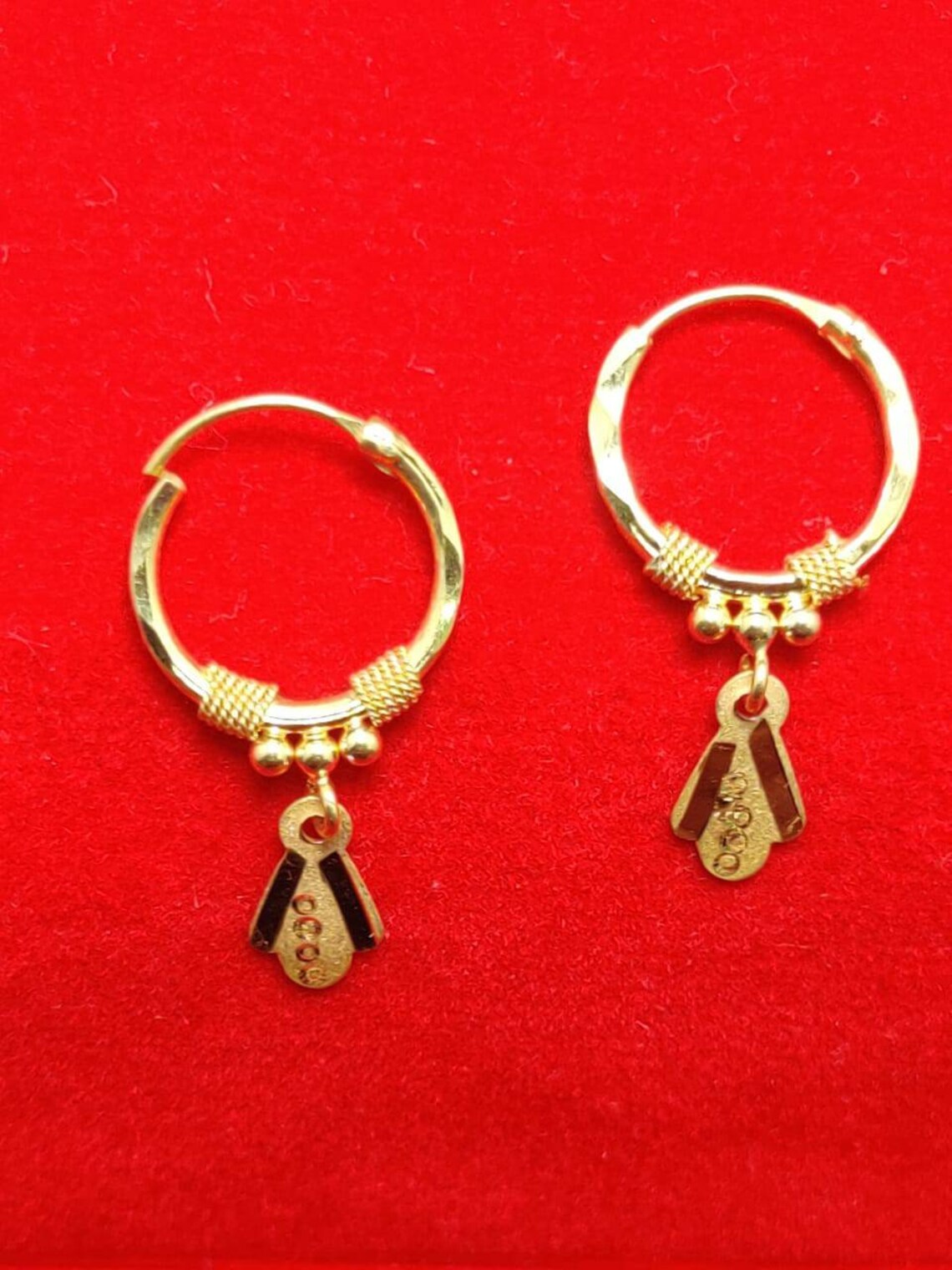 Pure 22ct gold hallmark hoop earring and bali handmade Etsy