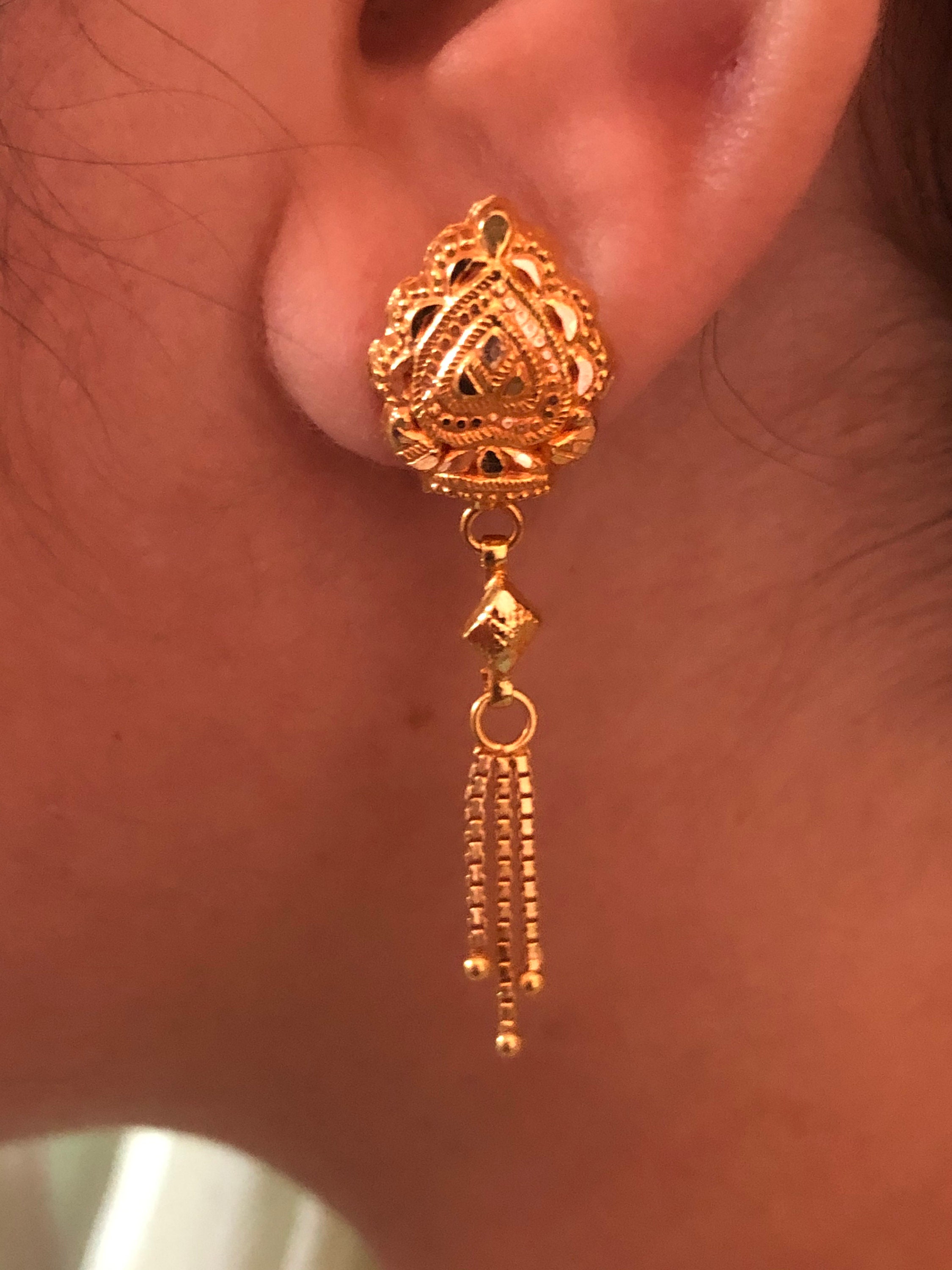 Pure gold 22k handmade earring women jewelry holl mark Etsy