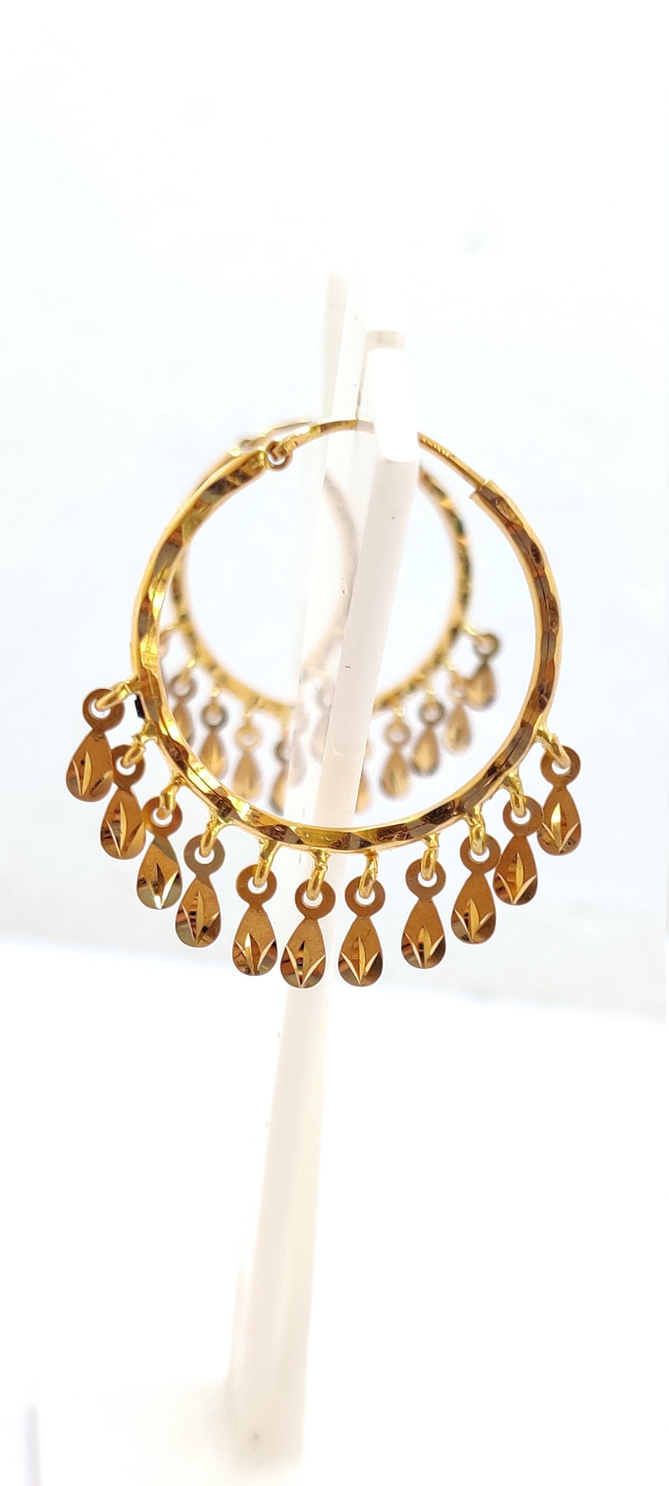 Pure 22ct gold hallmark hoop earring / earring with laktan / Etsy