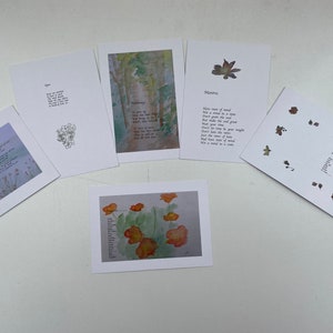 Éco, impression recyclée, art original et poésie paquet de cartes postales A6 (lot de 6)