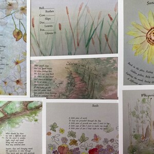 Éco, impression recyclée, six cartes postales originales d'art et de poésie A6 au prix de cinq