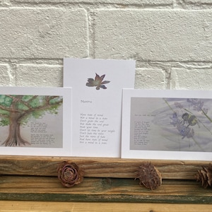 Eco, impression recyclée, 3 x A6 Ensemble de cartes postales originales d'art et de poésie