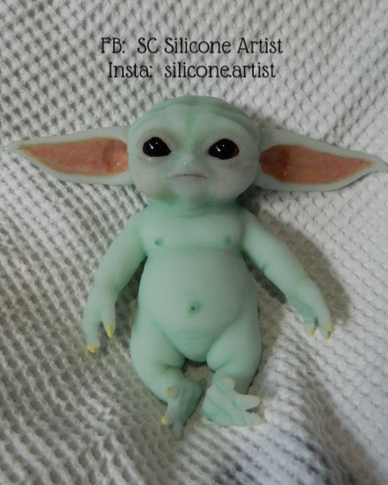 Full Body Silicone Alien Baby Yoda Inspired Doll Etsy