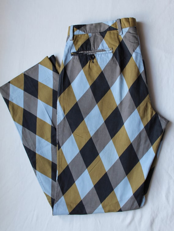 Etro Multicolor Plaid Checked Cotton Trousers