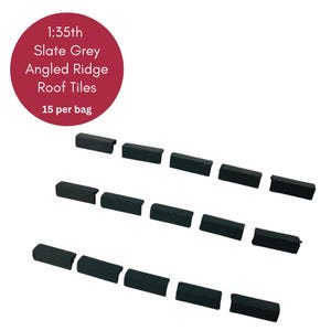 1:35th Scale Miniature Model Doll house Angled Ridge Roof Tiles Trim | Slate Grey