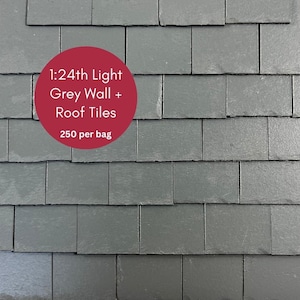 1:24th Scale Miniature Model Doll house Roof + Wall Tiles Slates | 250 per bag | Light Grey