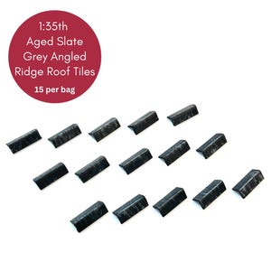 1:35th Scale Miniature Model Doll house Angled Ridge Roof Tiles Trim | Aged Slate Grey