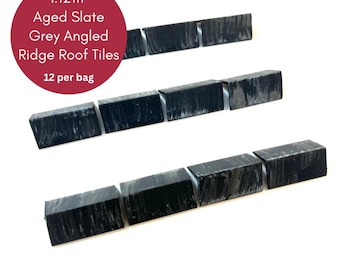 1:12 Scale Miniature Aged Slate Grey Angled Roof Tiles