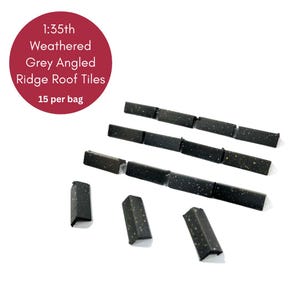 1:35th Scale Miniature Model Doll house Angled Ridge Roof Tiles Trim | Weathered Slate Grey