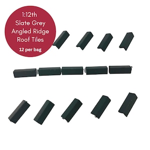 1:12th Scale Miniature Model Doll house Angled Ridge Roof Tiles Trim | Slate Grey