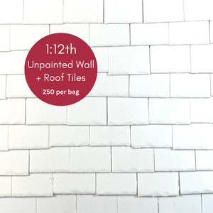 1:12th Scale Miniature Model Doll house Roof + Wall Tiles Slates | 250 per bag | Unpainted