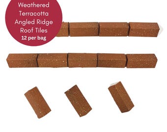 1:12th Scale Miniature Model Doll house Angled Ridge Roof Tiles Trim | Weathered Terracotta