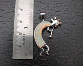 925ForHer Fire White Opal Inlay Pendant White Opal Inlay Kokopelli Pendant Sterling Silver White Opal Kokopelli Necklace Pendant
