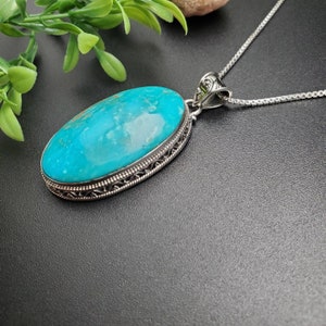 PLNT#126 | Unique Turquoise Necklace Pendant With Silver Chain Necklace | Sterling Silver Turquoise Southwest Pendant | Gifts Ideas For Her