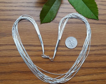 925ForHer Liquid Silver Necklace 10 Strands 16 Inches | 10x16 10x18 Liquid Silver | Sterling Silver Necklace Multi Strands | Liquid Necklace