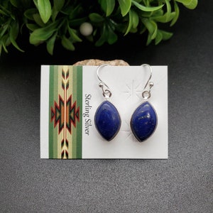 SVE#44 | Dainty Lapis Lazuli Earrings | Sterling Silver Blue Lapis Teardrop Dangle Earrings | Lapis Southwest Earrings | Blue Stone Earrings