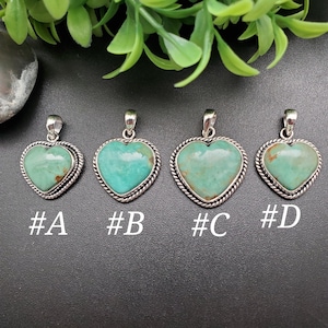 SFH #170 | Lovely Heart Turquoise Necklace Pendant Without A Silver Chain | Sterling Silver Turquoise Pendant | Heart Shape Pendant For Her