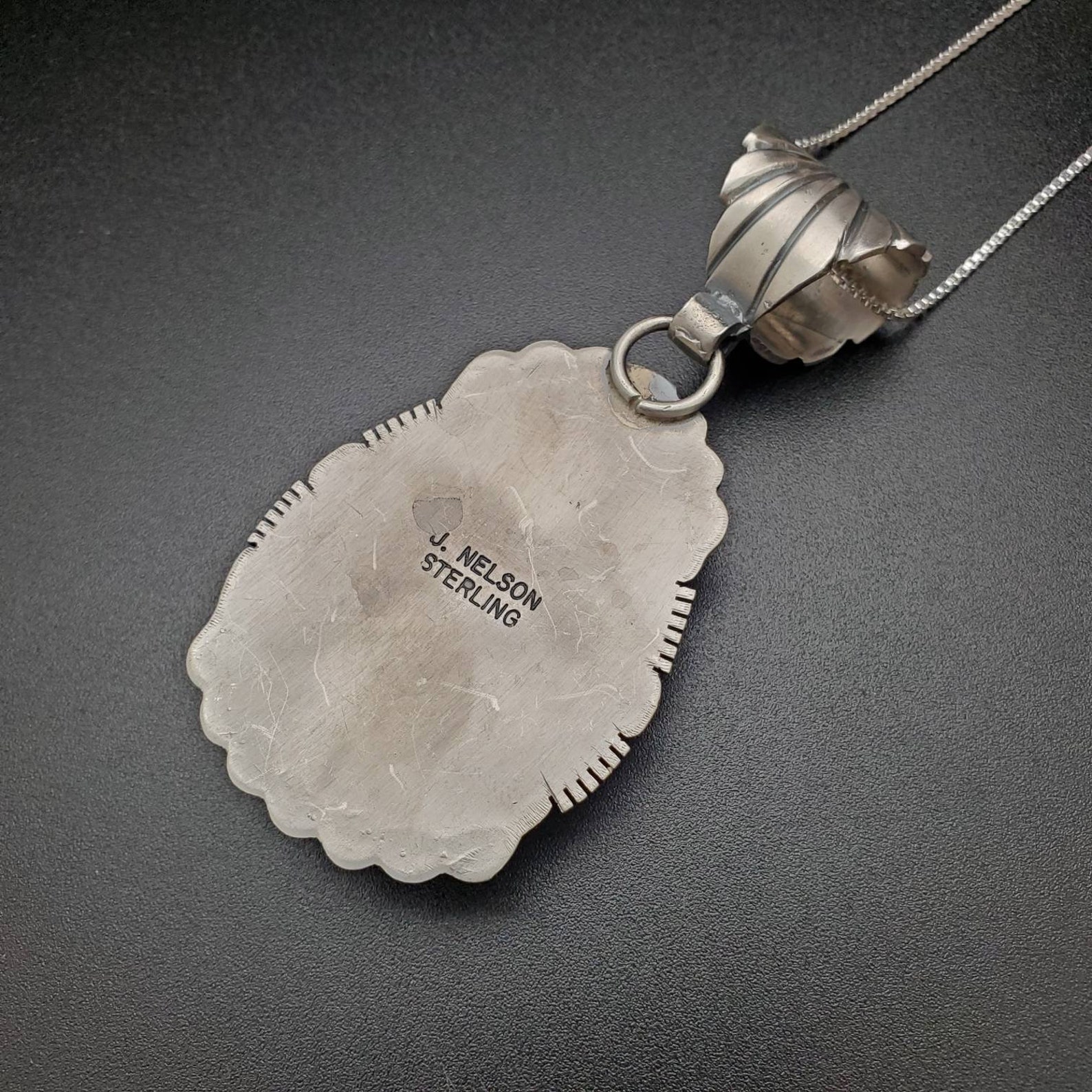 SFH #03 | Big Kingman Turquoise Necklace Pendant With Silver Chain ...