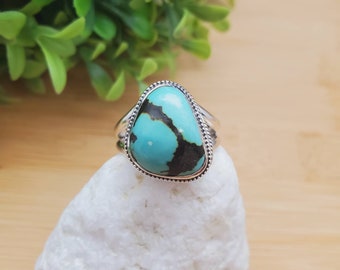 PLNT#239 | Big Turquoise Ring Size 10 | Sterling Silver Turquoise Ring | Handmade Turquoise Ring For Her | Southwestern Jewelry | Everyday