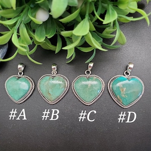 SFH #172 | Lovely Heart Turquoise Necklace Pendant Without A Silver Chain | Sterling Silver Turquoise Pendant | Heart Shape Pendant For Her