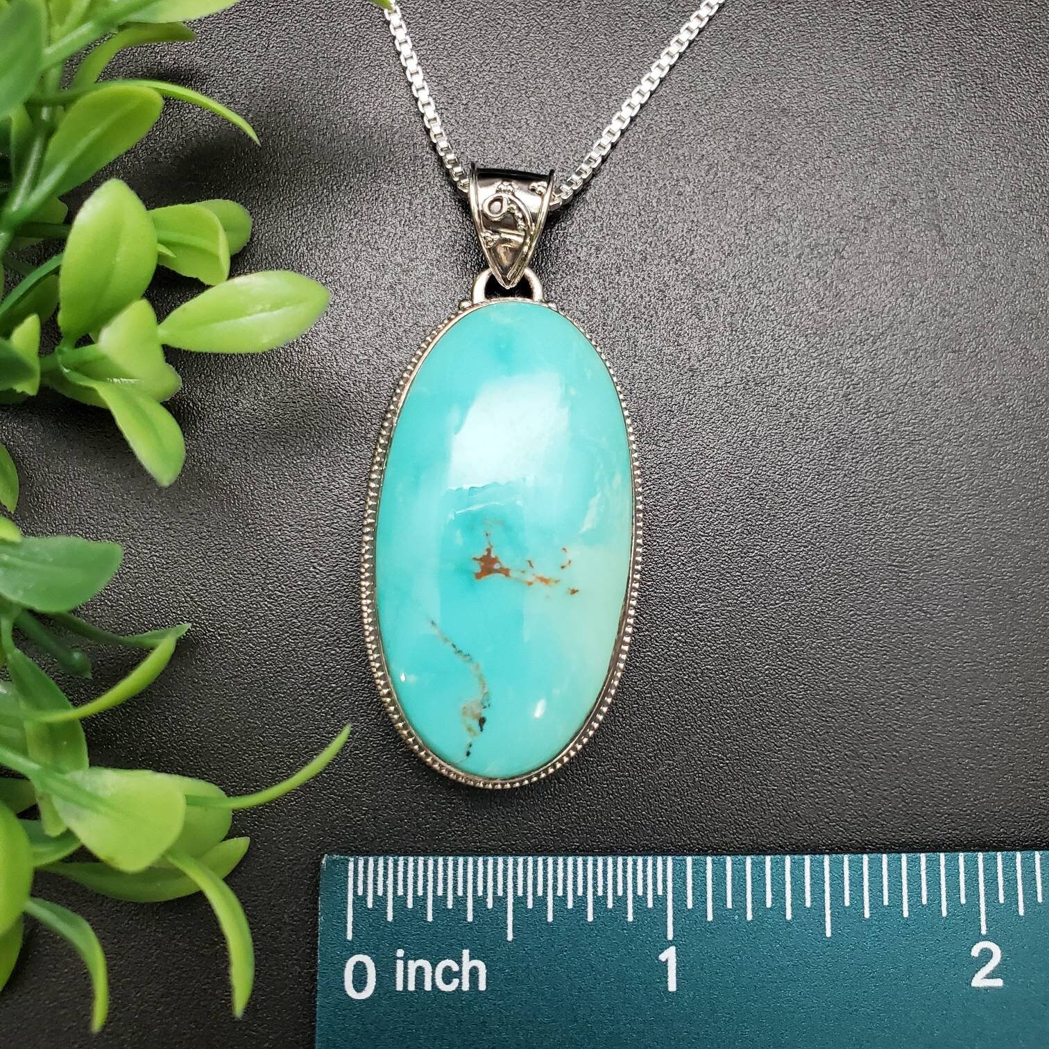PLNT#111 | Unique Turquoise Necklace Pendant With Silver