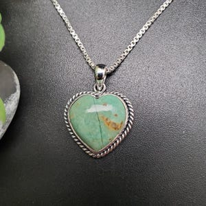 SFH #168 | Lovely Heart Turquoise Necklace Pendant Options Silver Chain | Sterling Silver Turquoise Pendant | Heart Shape Pendant For Her