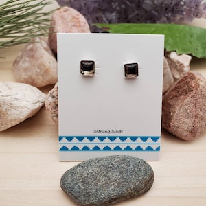 925ForHer 5mm Square Smoky Quartz Stud Earrings | Sterling Silver Smoky Quartz Stud | Smokey Quartz Posts | Small Post Earrings Made in USA
