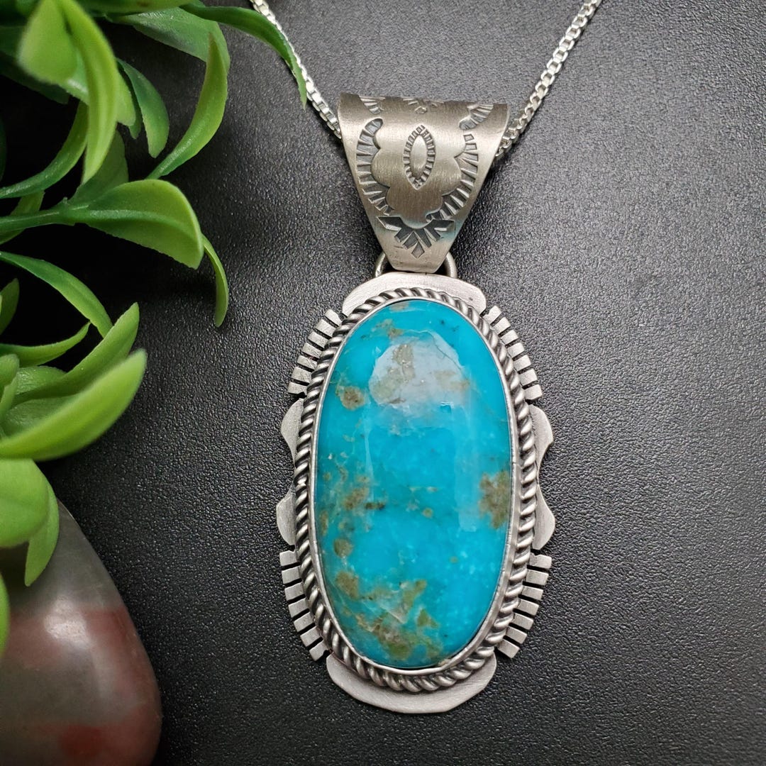 SFH #39 | Kingman Turquoise Pendant With Option a Silver Chain Necklace ...